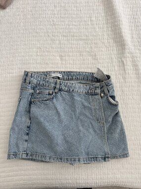 Zara Wrap Front Denim Skort